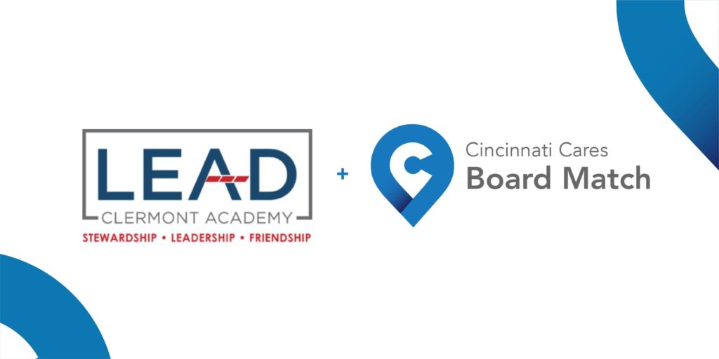 lead clermont academty logo with cincinnati cares board match logos